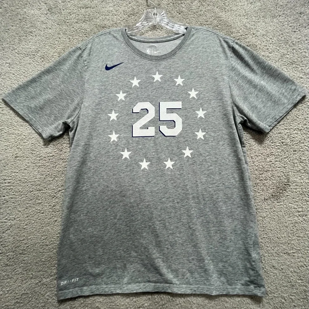 NBA Ben Simmons 25 T-Shirt Women's Large Gray Heather Nike Dri-Fit Athletic Cut‎